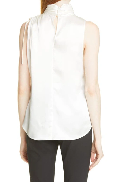 Shop Cinq À Sept Kamille Turtleneck Sleeveless Silk Top In Ivory