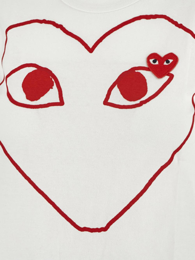 Shop Comme Des Garçons Play Embroidered Heart Polo In White