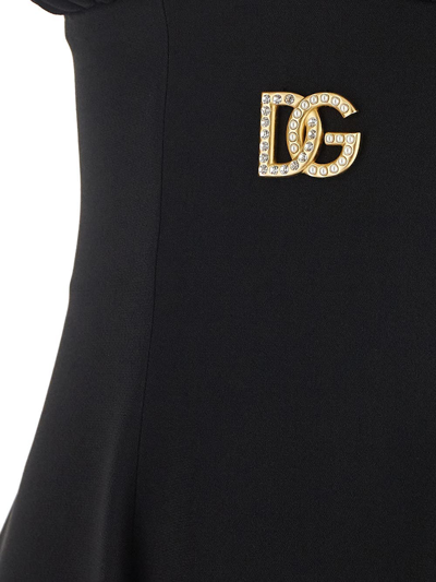 Shop Dolce & Gabbana Midi Black Logo Dress