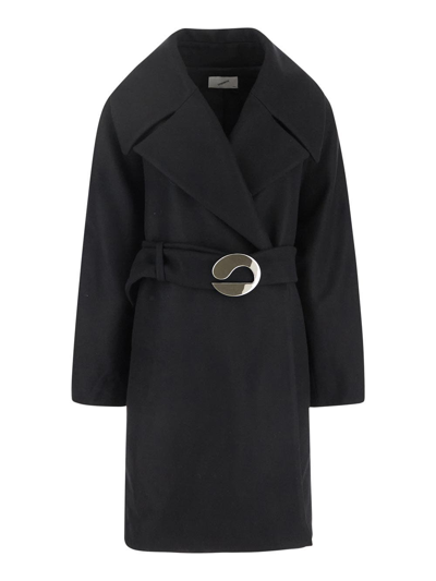 Shop Coperni Oversized Belted Coat In Black