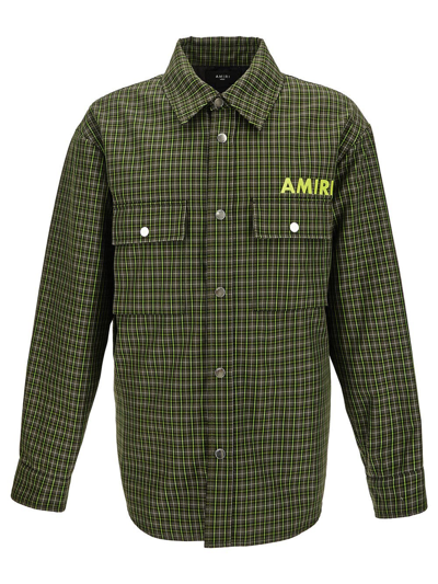 Shop Amiri Logo Overshirt Jacket In Green
