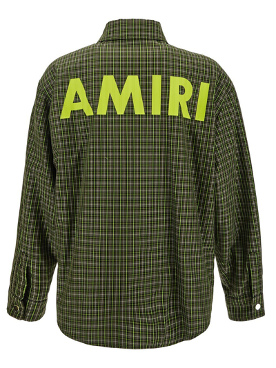 Shop Amiri Logo Overshirt Jacket In Green