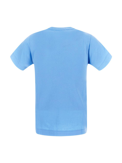 Shop Comme Des Garçons Play Printed Polka Dots Heart T-shirt In Blue