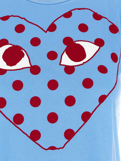 Shop Comme Des Garçons Play Printed Polka Dots Heart T-shirt In Blue