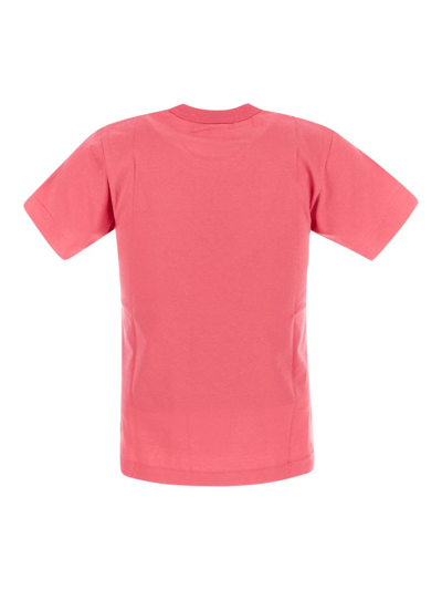 Shop Comme Des Garçons Play Printed Polka Dots Heart T-shirt In Pink