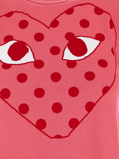 Shop Comme Des Garçons Play Printed Polka Dots Heart T-shirt In Pink
