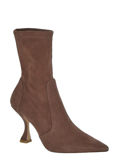 Shop Stuart Weitzman Xcurve Ankle Boots In Brown