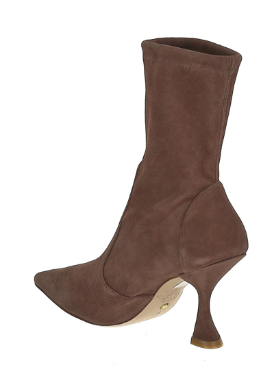 Shop Stuart Weitzman Xcurve Ankle Boots In Brown