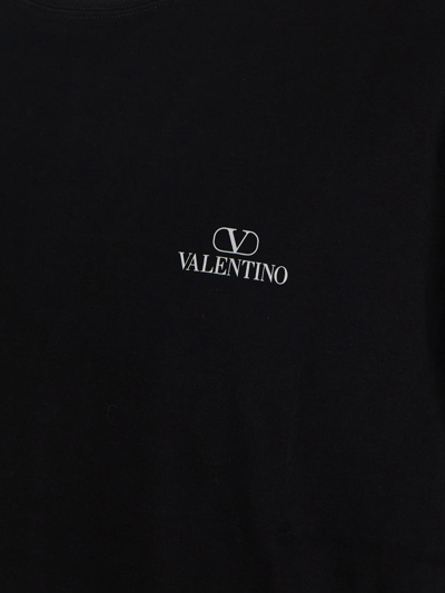Shop Valentino Vlogo  Print Cotton T-shirt In Black