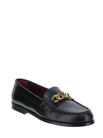 Shop Valentino Vlogo Chain Calfskin Loafer In Black