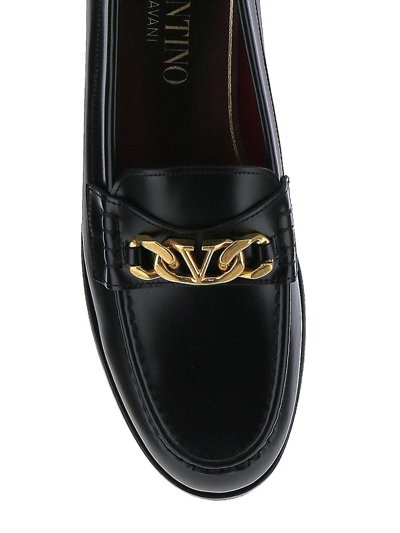 Shop Valentino Vlogo Chain Calfskin Loafer In Black