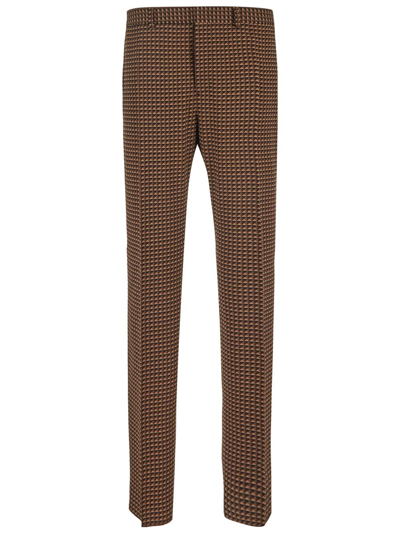 Shop Valentino Geometric Pattern Trousers In Beige
