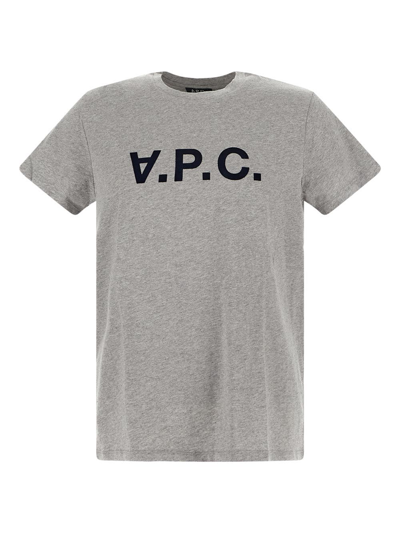 Shop Apc Velvet Logo Shirt In Grey