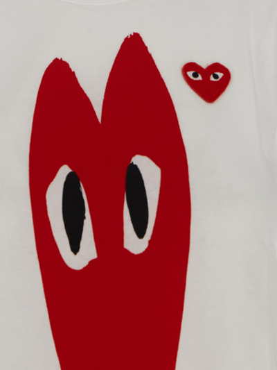 Shop Comme Des Garçons Play Double Distorted Heart T-shirt In Red