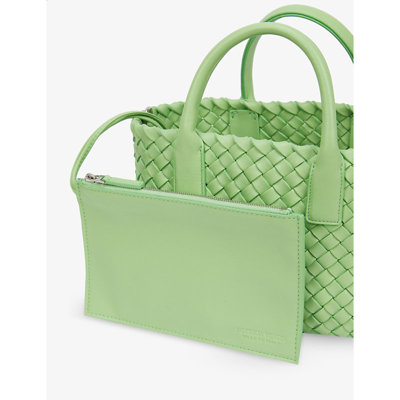 Shop Bottega Veneta Womens Pistachio Cabat Mini Intrecciato Leather Cross-body Bag