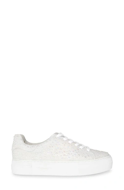 Shop Betsey Johnson Sidny Crystal Pavé Platform Sneaker In Pearl