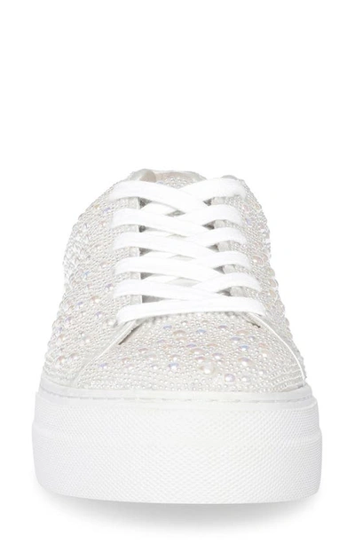 Betsey Johnson Sidny Pearl Rhinestone Platform Sneakers In Ivory