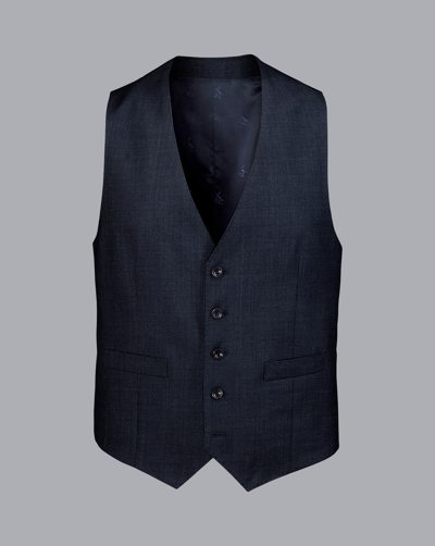 Shop Charles Tyrwhitt Men's  Ultimate Performance End-on-end Suit Waistcoat In Blue