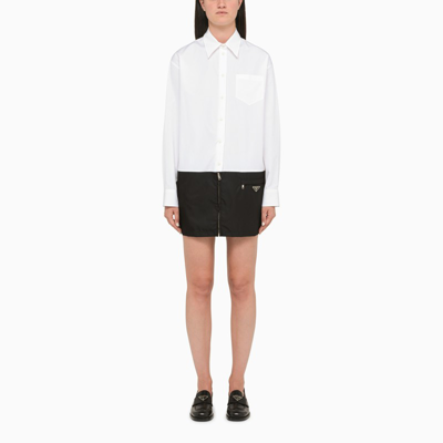 Shop Prada | Black And White Cotton And Nylon Dress