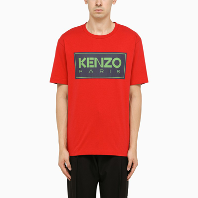 Shop Kenzo Beige T-shirt With Contrasting Logo In Red