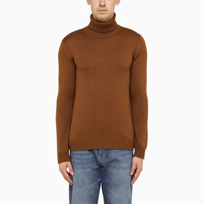 Shop Roberto Collina | Turtleneck Sweater In Brown Wool