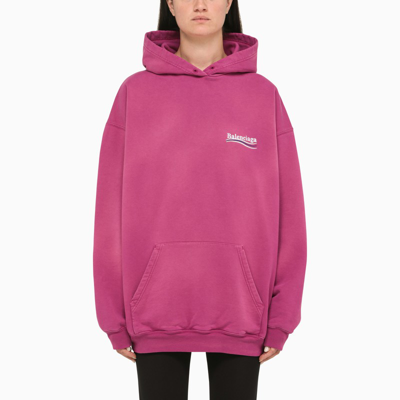 Shop Balenciaga Fuchsia Logo-embroidery Hoodie In Pink