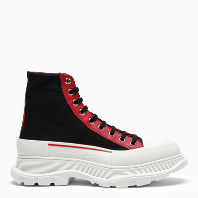 Shop Alexander Mcqueen Black/red Tread Slick Boots