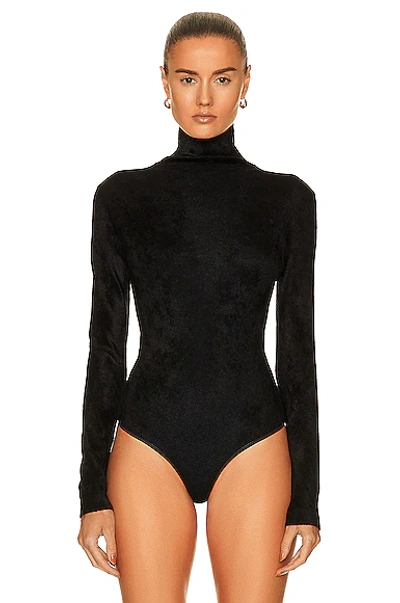 Shop Alaïa Velvet Bodysuit In Noir