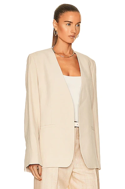 Shop Totême Collarless Suit Blazer In Light Hay