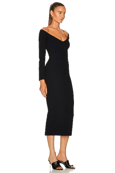Khaite Pia Off-the-shoulder Rib Midi Dress In Black