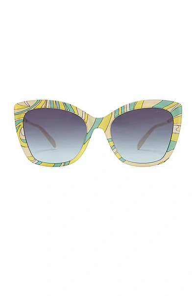 Emilio Pucci Square Acetate Sunglasses In Turquoise & Ivory | ModeSens