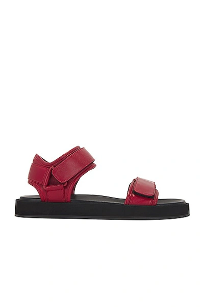 The Row Hook And Loop Metallic Leather And Neoprene Sandals In Raspberry