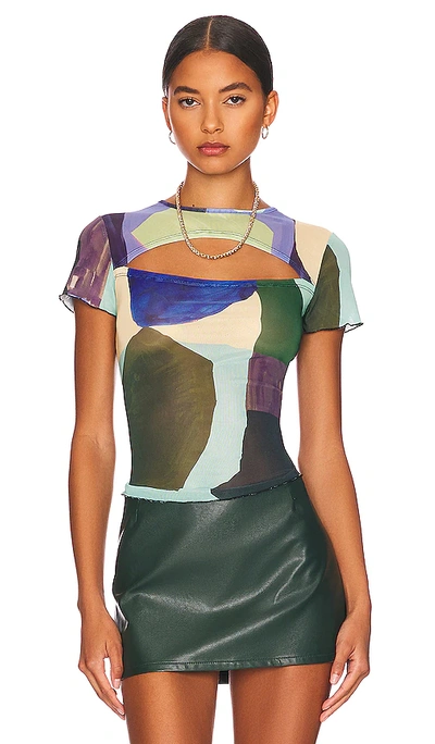 Miaou X Paloma Elsesser Lace Back Tee In Green