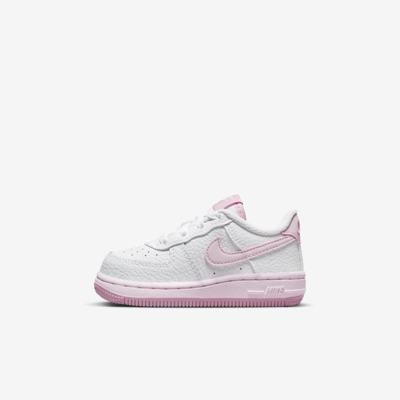 Shop Nike Force 1 Baby/toddler Shoes In White,elemental Pink,medium Soft Pink,pink Foam