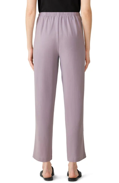 Shop Eileen Fisher Silk Georgette Crepe Ankle Straight Leg Pants In Misty Lilac