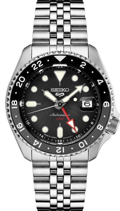 Pre-owned Seiko Ssk001 5 Gmt Black Dial Jubilee Bracelet Automatic In Box With Tags
