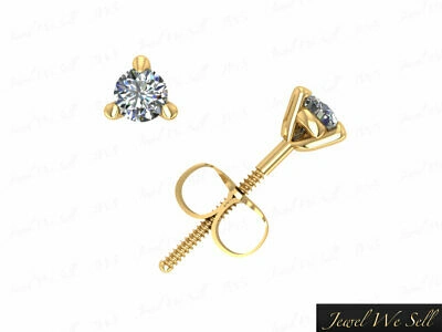 Pre-owned Jewelwesell 14k Yellow Gold 0.2ct Round Cut Diamond Martini Stud Earrings Prong Set F Vs2
