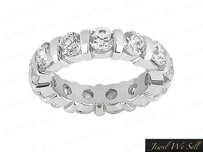 Pre-owned Jewelwesell Genuine 3ct Round Diamond Bar Set Eternity Wedding Band Ring 950 Platinum F Vs2 In White
