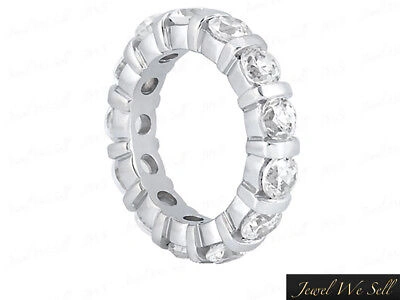 Pre-owned Jewelwesell Genuine 3ct Round Diamond Bar Set Eternity Wedding Band Ring 950 Platinum F Vs2 In White