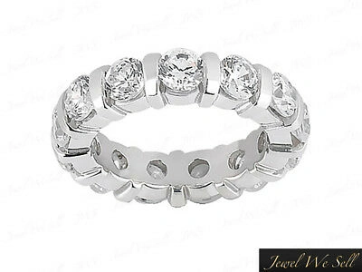 Pre-owned Jewelwesell Genuine 3ct Round Diamond Bar Set Eternity Wedding Band Ring 950 Platinum F Vs2 In White