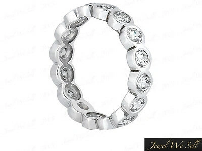 Pre-owned Jewelwesell 2.40 Ct Round Diamond Wedding Eternity Band Ring 14k White Gold F Vs2 Bezel Set