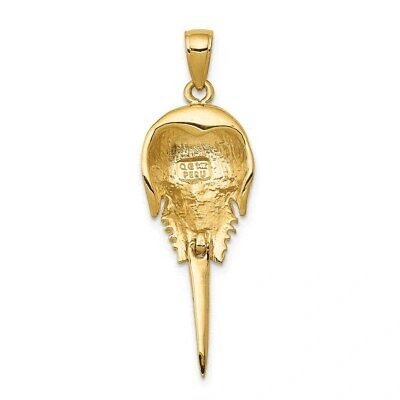 Pre-owned Superdealsforeverything Real 14kt Yellow Gold Polished Moveable Horseshoe Crab Pendant