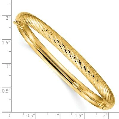 Pre-owned Skyjewelers Real 14kt Yellow Gold 4/16 Textured Hinged Bangle; 7.5 Inch