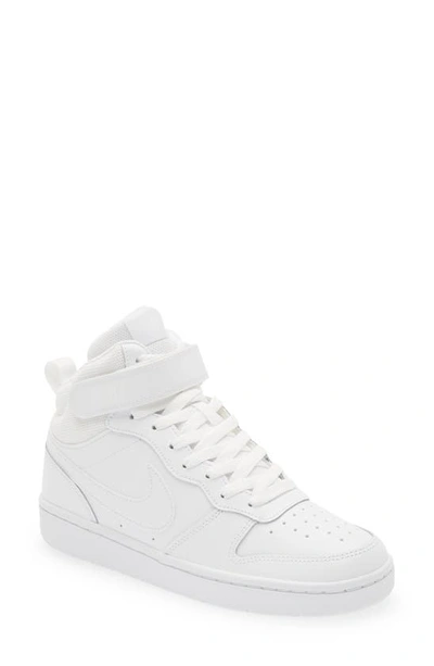 Shop Nike Court Borough Mid 2 Basketball Shoe In White/ White