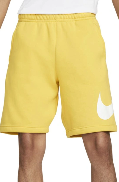 Shop Nike Sportswear Club Shorts In Vivid Sulfur/ Vivid Sulfur