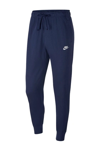 Shop Nike Club Jersey Joggers In Mnnavy/white