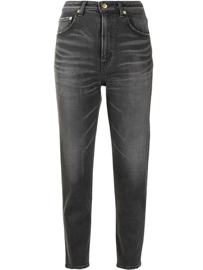 Tu Es Mon Tresor Sapphire High-rise Cropped Straight-leg Jeans In Black