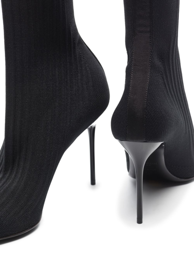Balmain Skye Logo-detailed Stretch-knit Ankle Boots In Schwarz