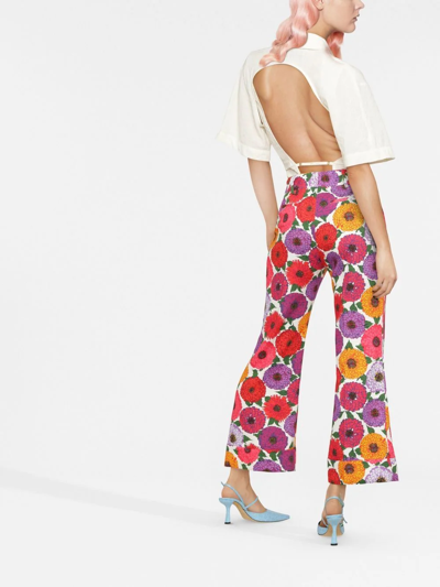 La Doublej Hendrix Printed Cropped Trousers In Red