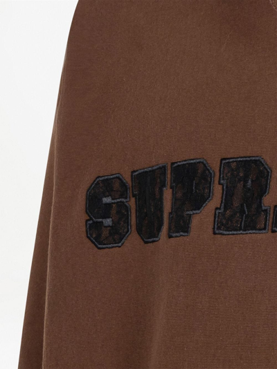Shop Supreme Lace-detail Logo Hoodie In Braun